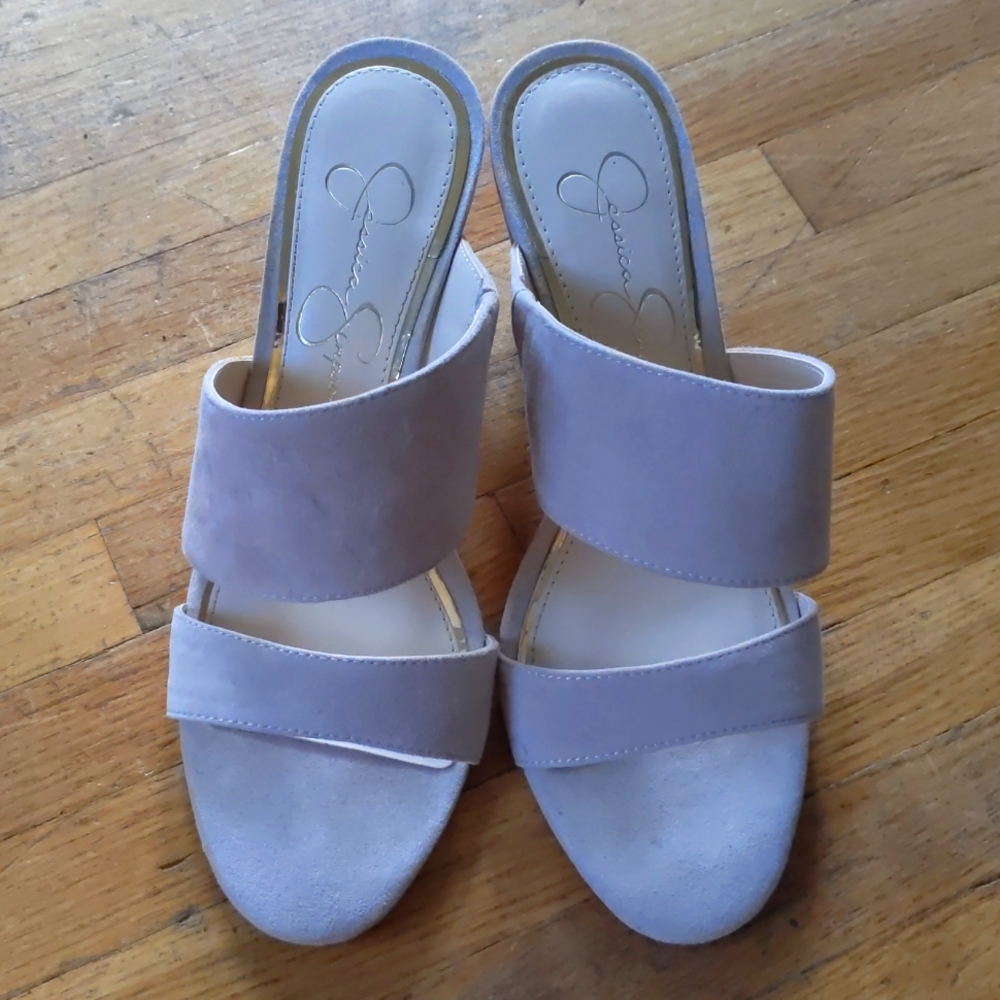 Jessica Simpson JP-Cayren Suede Nude Wedges - worn once